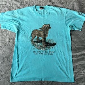 Vintage wolf pup shirt, 1990s Blue Men’s Medium
